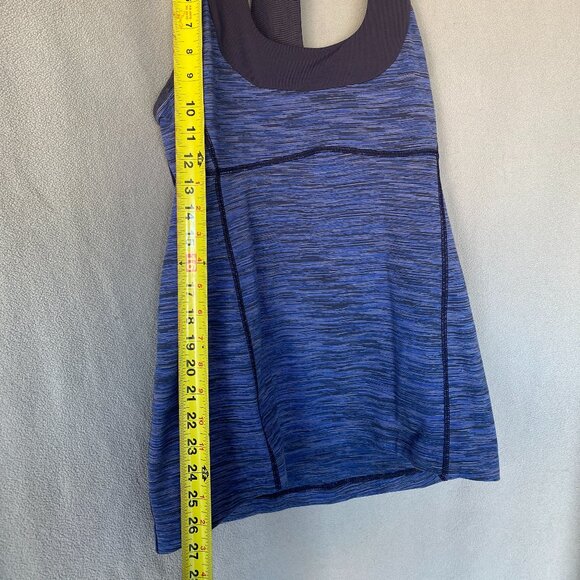 Lululemon Blue Space Dye Racerback Athletic Tank Top with Built-In Bra | Size 6 - Picture 2 of 5